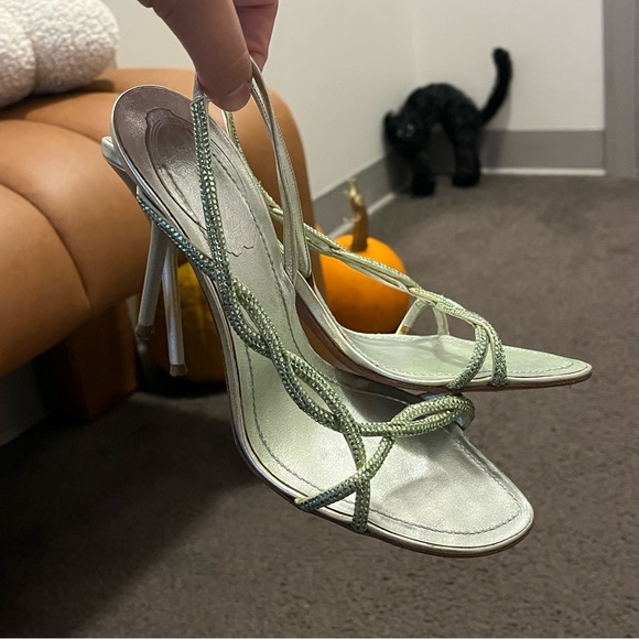 Rene Caovilla Y2K Green Rhinestone Strappy Heels - Picture 12 of 12